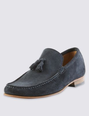 Suede Tassel Slip-On Loafers with Stain Resistance